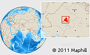 Shaded Relief Location Map of Ajmer