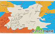 Shaded Relief Panoramic Map of Alwar, political outside