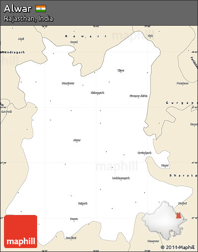 Classic Style Simple Map of Alwar