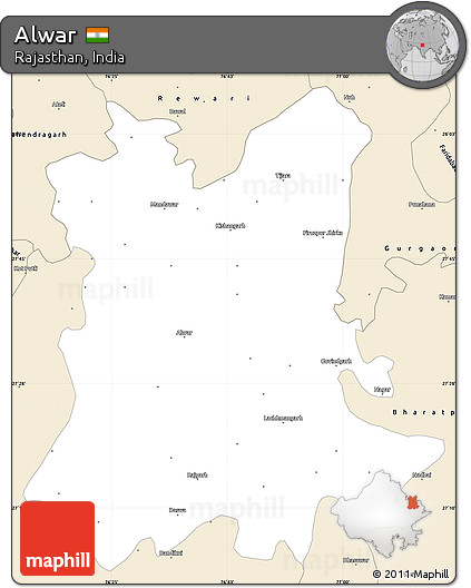 Classic Style Simple Map of Alwar