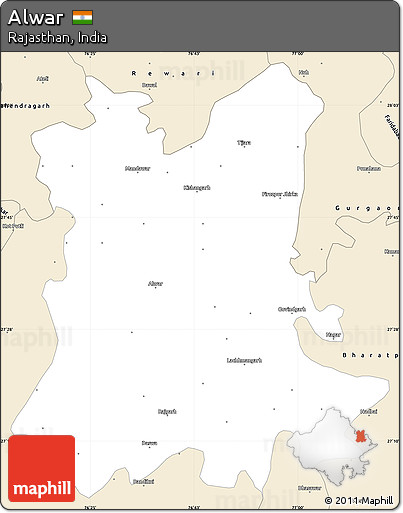 Classic Style Simple Map of Alwar