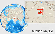 Shaded Relief Location Map of Jaipur