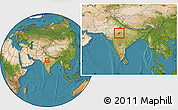 Satellite Location Map of Kota, within the entire country