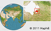 Satellite Location Map of Kota, highlighted parent region