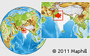 Physical Location Map of Rajasthan, highlighted country, within the entire country