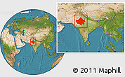 Satellite Location Map of Rajasthan, within the entire country