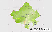 Physical Map of Rajasthan, cropped outside