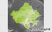Physical Map of Rajasthan, darken, desaturated