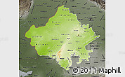 Physical Map of Rajasthan, darken, semi-desaturated