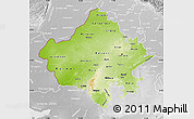 Physical Map of Rajasthan, lighten, desaturated