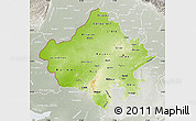 Physical Map of Rajasthan, lighten, semi-desaturated