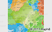 Physical Map of Rajasthan, political shades outside