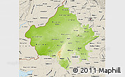 Physical Map of Rajasthan, shaded relief outside