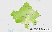 Physical Map of Rajasthan, single color outside
