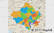 Political Map of Rajasthan, shaded relief outside