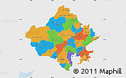Political Map of Rajasthan, single color outside