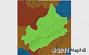 Political 3D Map of Sawai Madhopur, darken