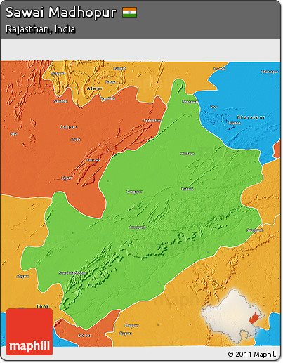 Political 3D Map of Sawai Madhopur