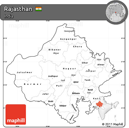 Blank Simple Map of Rajasthan, cropped outside