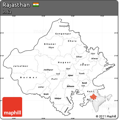 Blank Simple Map of Rajasthan, cropped outside
