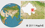 Satellite Location Map of Tonk, highlighted parent region