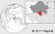 Blank Location Map of Udaipur, highlighted country, highlighted parent region