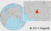 Gray Location Map of Udaipur