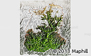 Satellite 3D Map of Sikkim, lighten, semi-desaturated