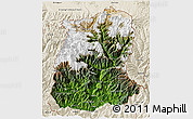 Satellite 3D Map of Sikkim, shaded relief outside