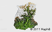 Satellite 3D Map of Sikkim, single color outside