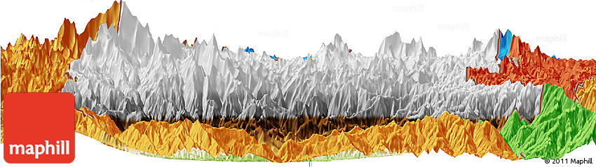 Physical Horizon Map of Sikkim, political outside