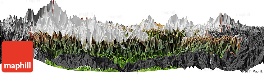 Satellite Horizon Map of Sikkim, darken, desaturated
