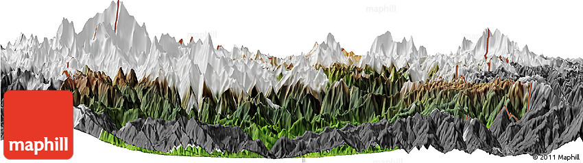 Satellite Horizon Map of Sikkim, desaturated