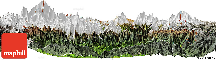 Satellite Horizon Map of Sikkim, semi-desaturated