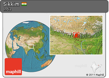 Satellite Location Map of Sikkim