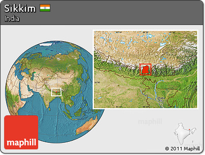 Satellite Location Map of Sikkim