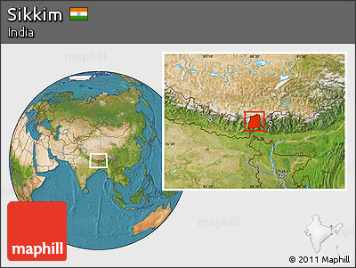 Satellite Location Map of Sikkim