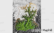 Satellite Map of Sikkim, desaturated