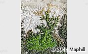 Satellite Map of Sikkim, semi-desaturated