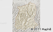 Shaded Relief Map of Sikkim, semi-desaturated