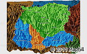 Political Panoramic Map of Sikkim, darken
