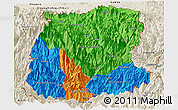 Political Panoramic Map of Sikkim, shaded relief outside