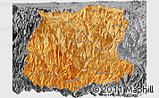 Political Shades Panoramic Map of Sikkim, desaturated