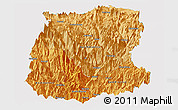 Political Shades Panoramic Map of Sikkim, single color outside