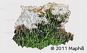 Satellite Panoramic Map of Sikkim, cropped outside