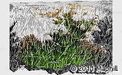 Satellite Panoramic Map of Sikkim, desaturated