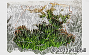 Satellite Panoramic Map of Sikkim, lighten, semi-desaturated