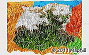 Satellite Panoramic Map of Sikkim, political outside