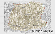 Shaded Relief Panoramic Map of Sikkim, lighten, desaturated