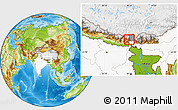 Physical Location Map of West District, highlighted country, highlighted parent region